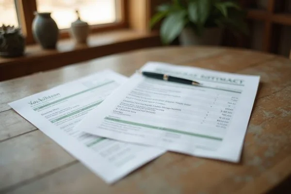 Mortgage payoff statement and settlement statement on a title company table
