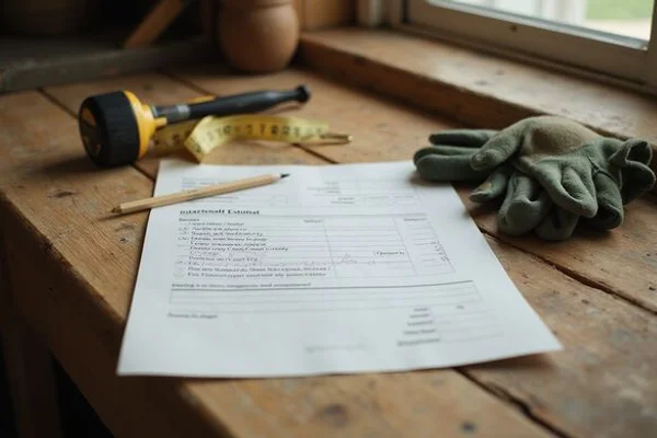 Repair estimate sheet with a pencil on a workbench