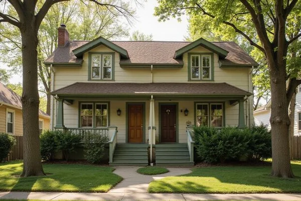 Side-by-side duplex with a shared porch