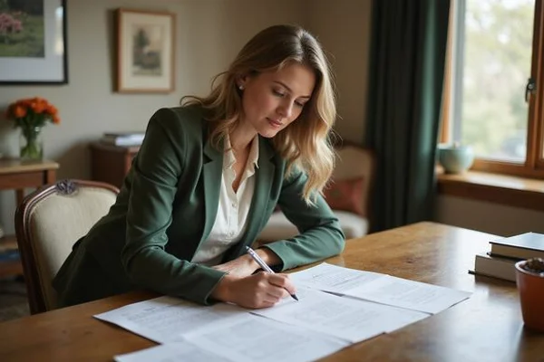 Title company closer arranging signature pages for several sellers