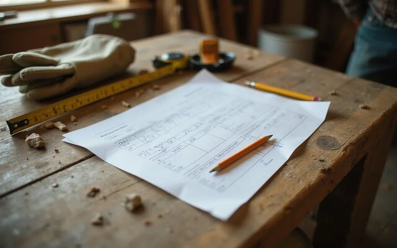 Repair estimate sheet with a pencil on a workbench