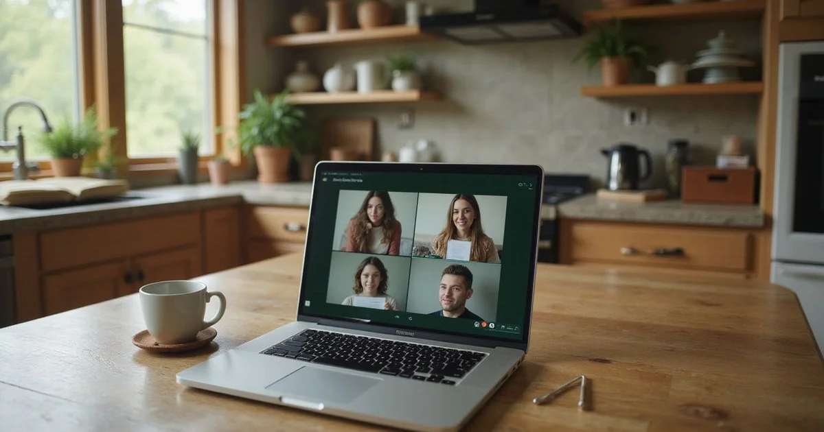Three siblings on a split-screen video call reviewing a document