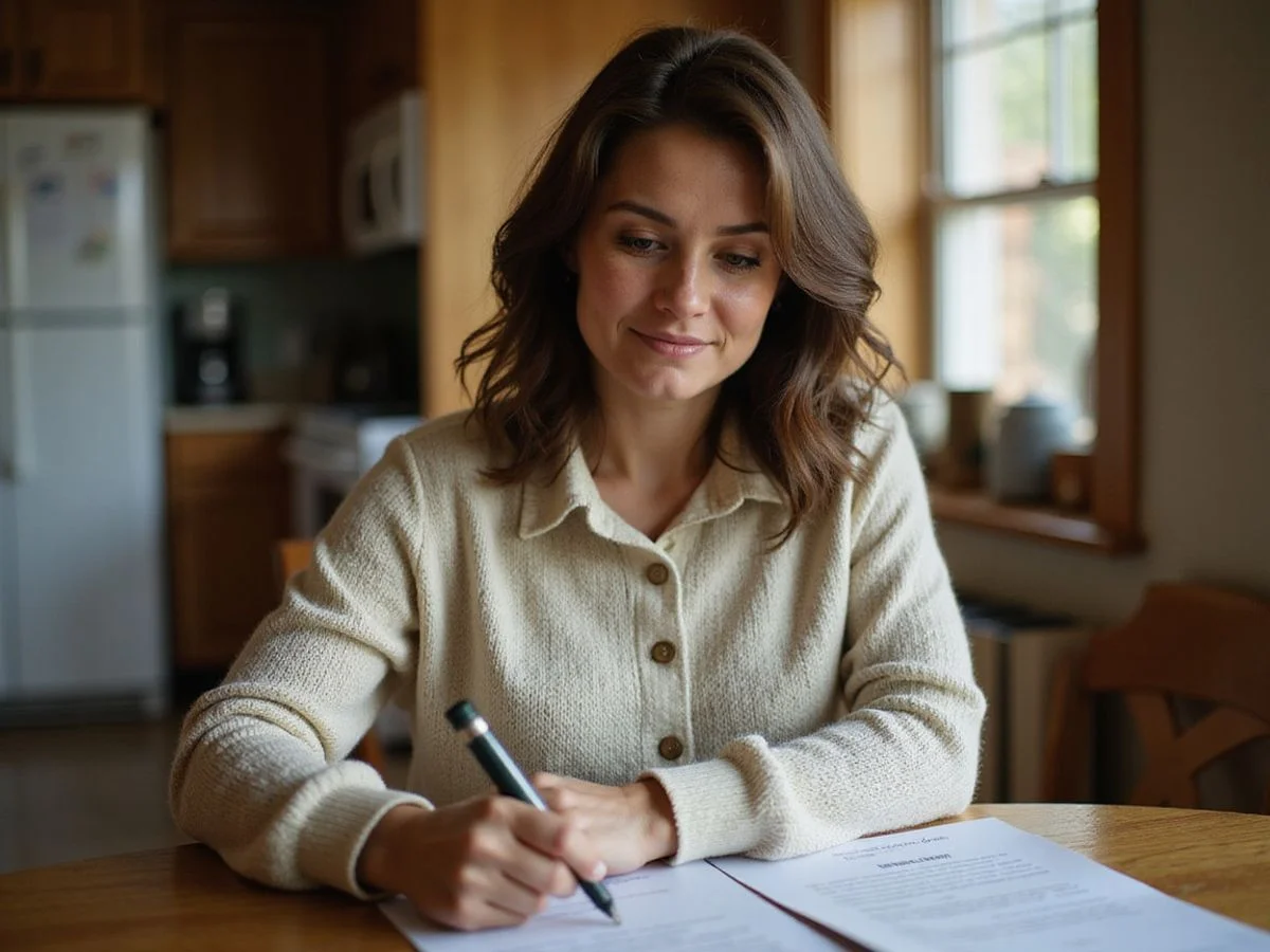 Beneficiary reviewing a recorded Transfer on Death Deed at a kitchen table