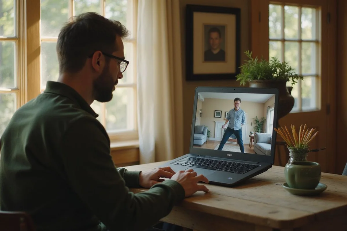 Out-of-state heir on a video call walking through a Minnesota house